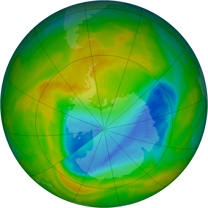 Antarctic ozone map for 18 November 1989